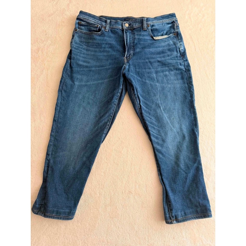 Lucky Brand Mens Blue Straight Leg Denim Jeans W38 L30 (L25) Medium Wash Stretch